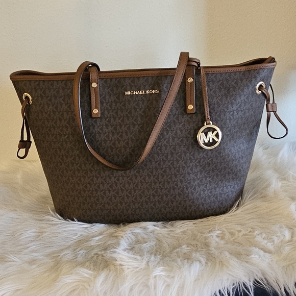 Michael Kors Handbags - Michael Kors Brown/Gold Signature Tote